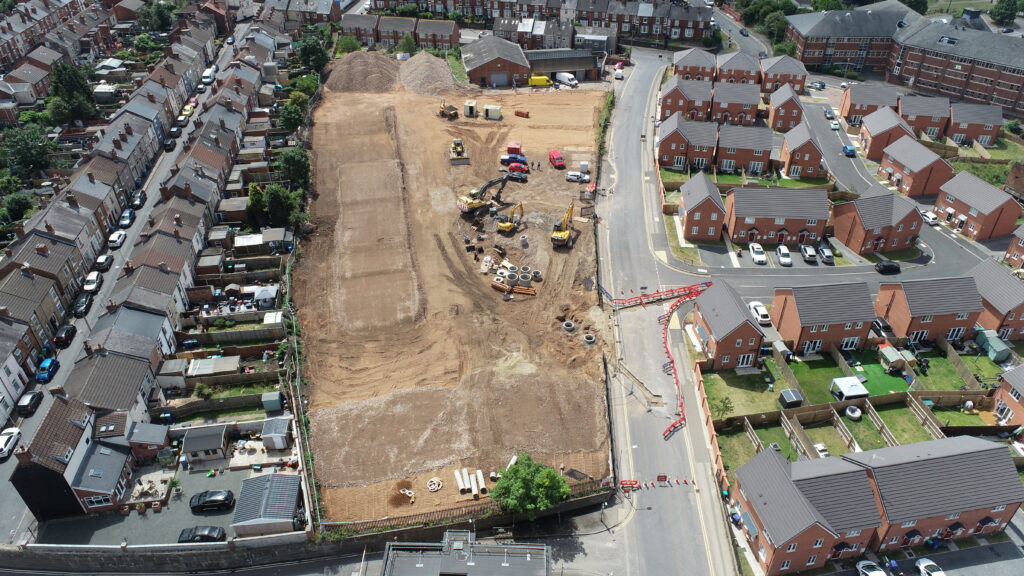 Regeneration of the Mansfield Brewery Site, which included bulk earthworks, situated next to current housing estates.