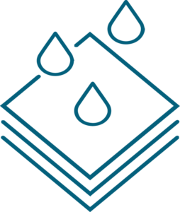Symbol of multiple layers with water droplets to represent soil and groundwater remediation service available from BSH.