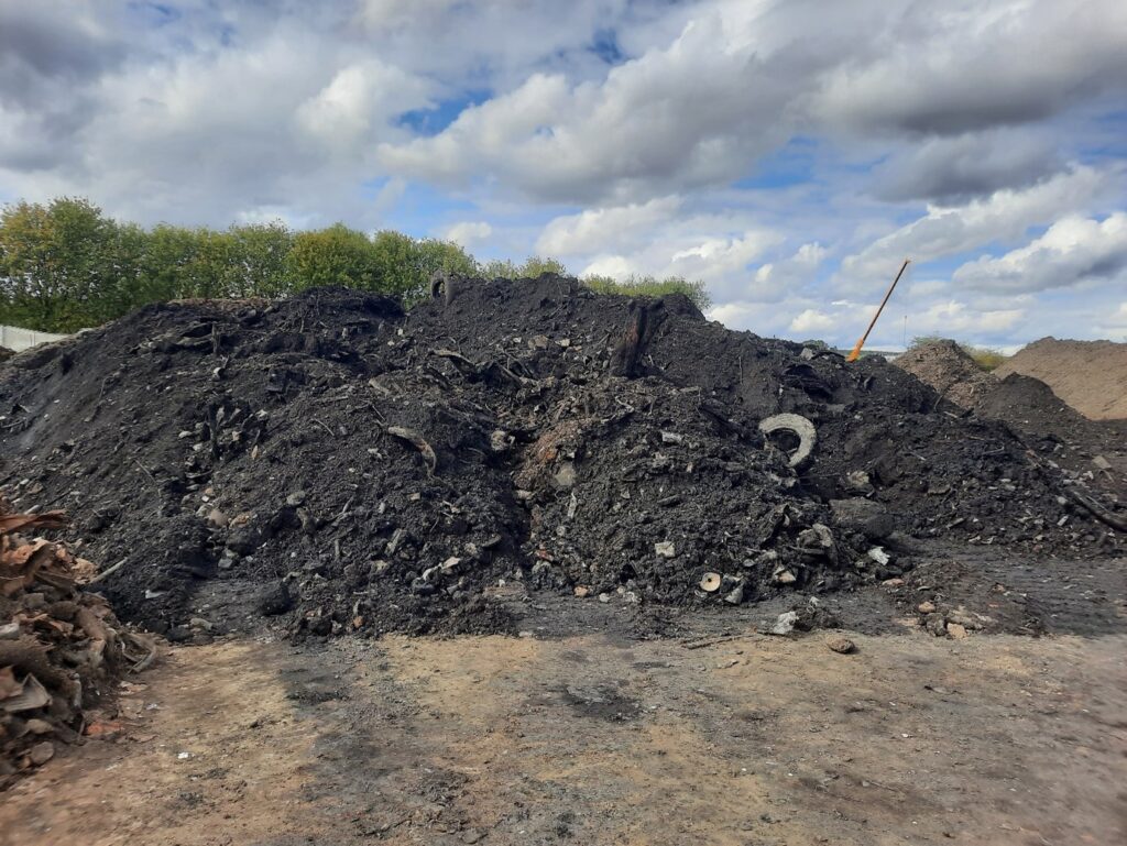 Pile of soil from the Barratt Homes and David Wilson Homes site, that will undergo screening, waste removal and treatment by BSH Remediation.