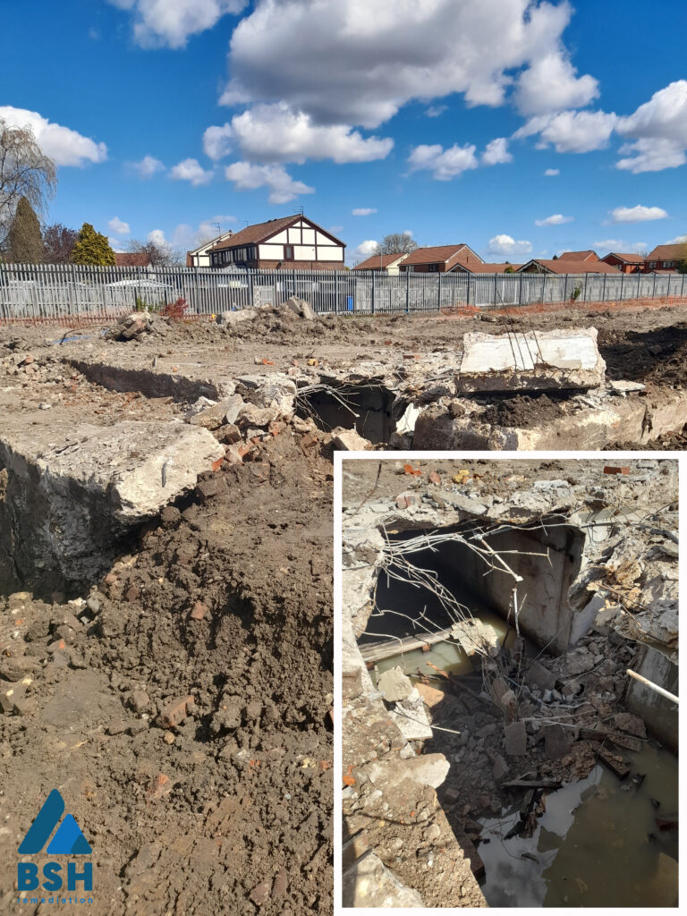 Below ground demolition example from BSH. At BSH Remediation, we assist in facilitating safe and efficient demolition of above and below ground structures.